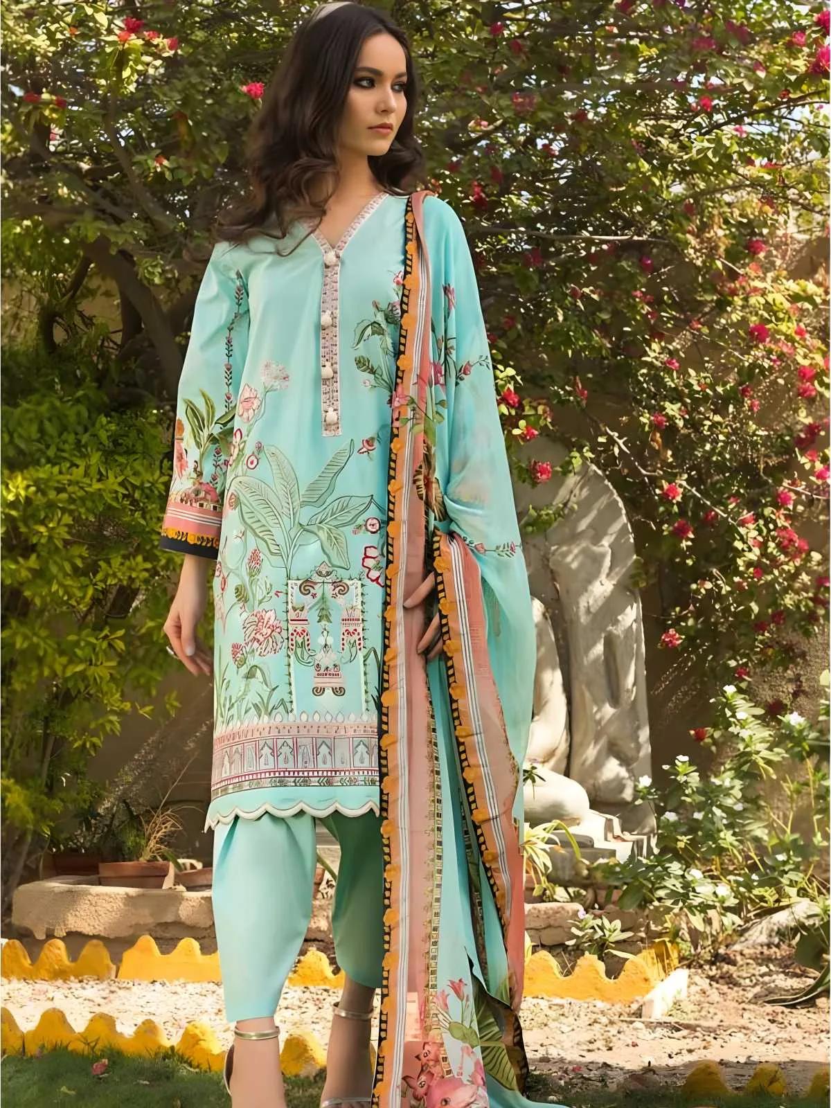 Printed Embroidered Lawn Suit With Digital Printed Chiffon Dupatta BM-175