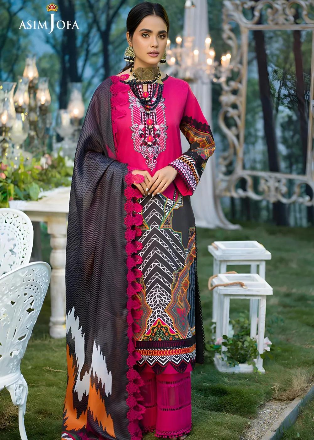 Lawn with Embroidered Neckline on Organza Shirt with Printed Tennis Net Dupatta – AJPR-20