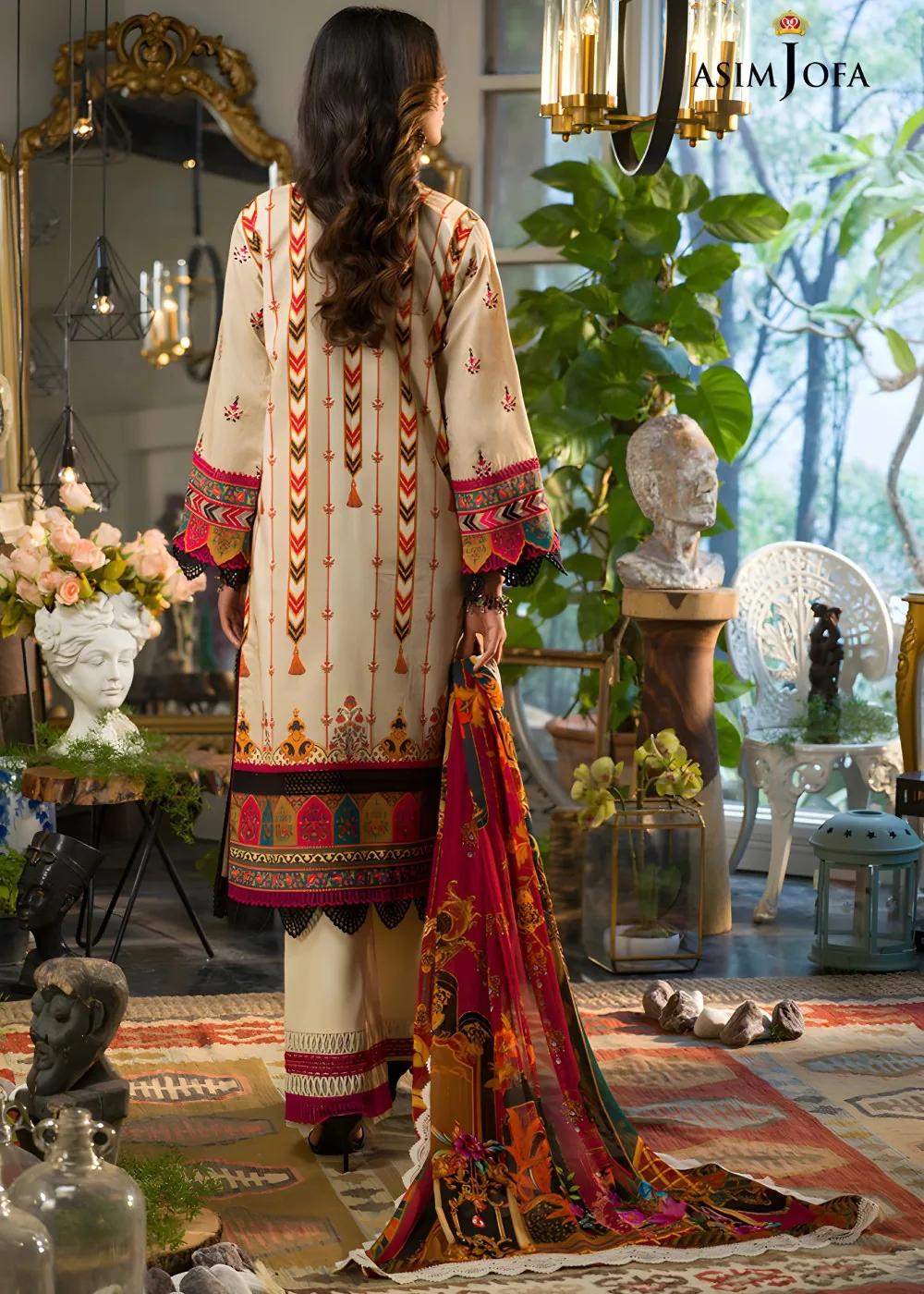 Printed Lawn with Embroidered Neckline on Organza Shirt with Printed Chiffon Dupatta – AJPR 22